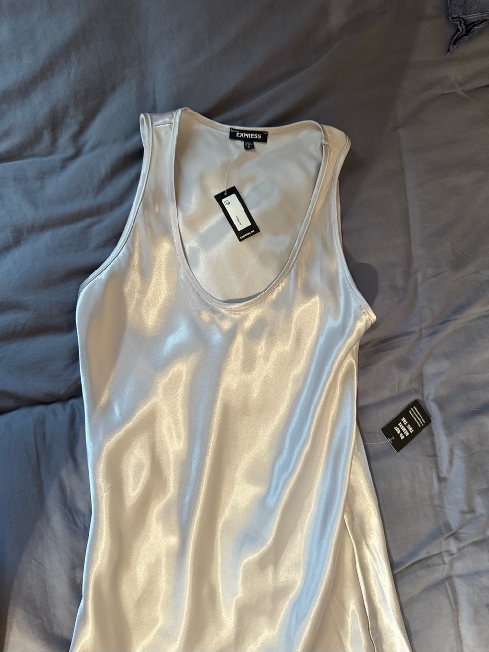 Express Silver Satin Midi Slip Dress - Picture 3 of 4